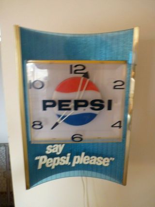 Vintage Rare Pepsi Light - Up Wall Clock 1960 