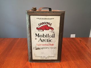 Gargoyle Mobiloil Arctic 5 Gallon Motor Oil Can