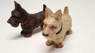 Vintage Carved Black & White Scotch Whiskey Scottish Terrier Dogs