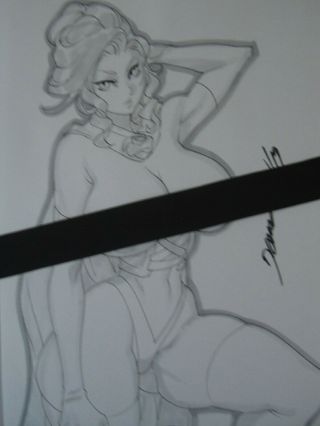 Black Queen Sexy Busty Girl Sketch Pinup - Daikon Art