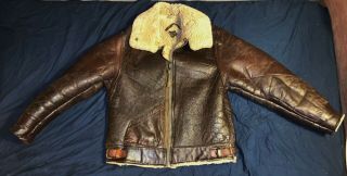 , Auth.  Ww2 B - 3 Flight Jacket Leather Horsehide Aero W 533 Ac 19436 Two Panel 38r