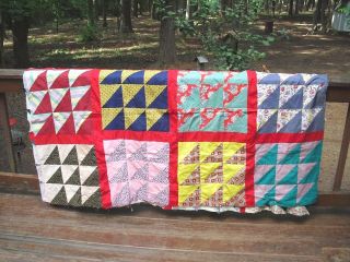 Brightly Colored Hand Pieced & Machine Stitched Quilt Top Needs To Be Finished