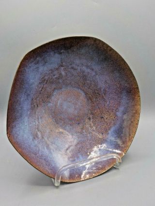 Vtg Mid Century Leon Statham Enamel On Copper Bowl 9.  5 " Dish Irridescent Violet