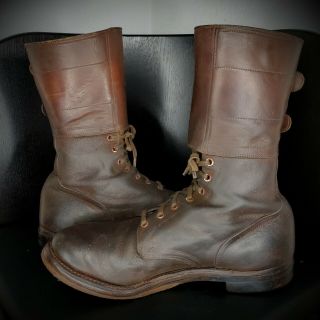 AUTHENTIC Pair WW2 WWII US Army Combat Boots Double Buckle sz 9D named 2