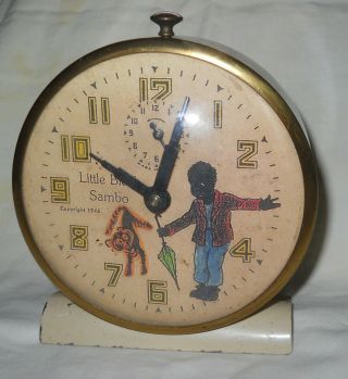Vintage Little Black Sambo Alarm Clock W/ Tiger Black Americana / Memorabilia