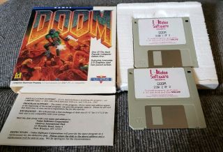 Doom 1994 Floppy Disk Pc Vintage Game Id Software Shareware Ibm/pc Compatible