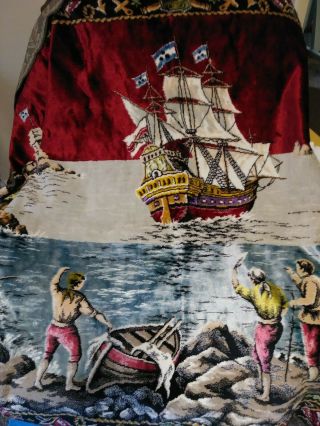 Vintage Velvet Tapestry Wall Hanging Wall Rug 72x50 Men Greeting Ship