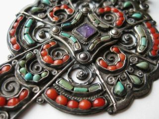 Vintage Matl Matilde Poulat Taxco Mexican Sterling Silver Cross Necklace Pendant 2