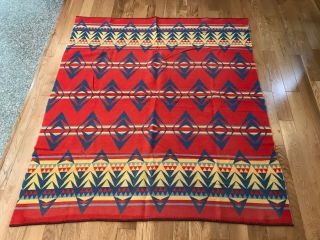 Vintage Western Camp Blanket Aztec Multi Colored Reverse Colors 63 " X 55 "