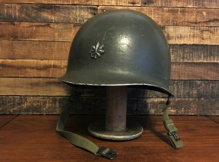 As Found - Late Wwii/ Korean War - Us M1 Front Seam Helmet - Lt Colonel
