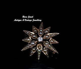 Victorian 9ct Gold Brooch & Pendant Classic Diamond & Pearl Star