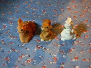 Homco Set Of Three Figurines 5611 Animals Fawn Bunny Squirrel Is 1 1/4 Inch High
