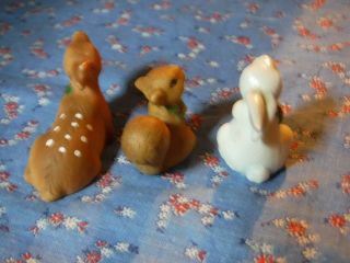 HOMCO Set of Three Figurines 5611 Animals Fawn Bunny Squirrel is 1 1/4 Inch High 3