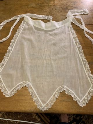 1920s Antique Maid Sheer Half Apron Lace Rare Costume Valance