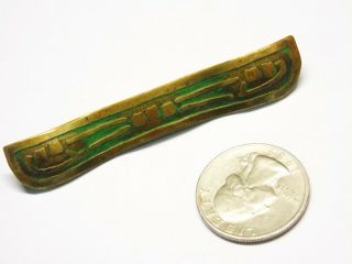 Signed Arts & Crafts Stickley Era Carence Crafters Brooch Pin Verdigris Brass 3