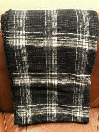 Pendleton Wool Blanket - Hurley Black And Grey Plaid Approximately 64 X 86 "