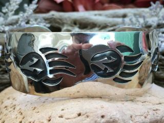 Vintage Native American Hopi Sterling Silver Bear Claw Cuff Bracelet Wow L@@k
