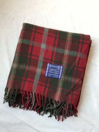 Euc Tweeds Of Scotland 100 Pure Wool Throw Blanket Red Tartan Plaid