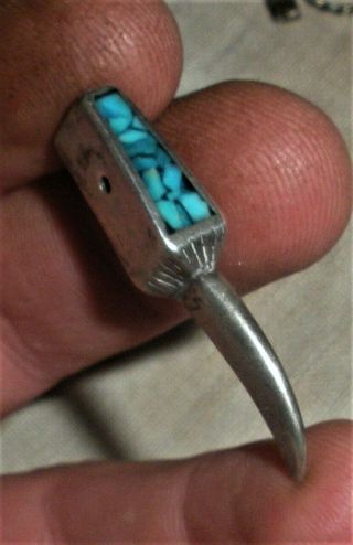 Vintage C.  1970 Navajo Sterling Silver Turquoise Claw Charm Pendant Vafo