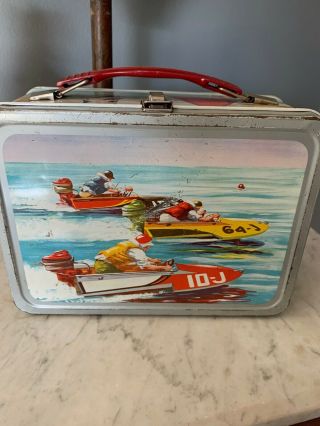 Vintage 1959 Metal Lunch Box Racing Boats Sail Boats Speed Boat No Thermos