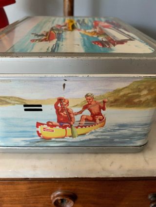 Vintage 1959 Metal Lunch Box Racing Boats Sail Boats Speed Boat No Thermos 2