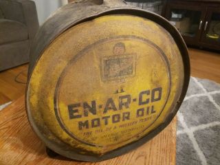 En - Ar - Co Motor Oil 5 Gal Rocker Can Bucket Sign Gas Station Farm Old Garage Art