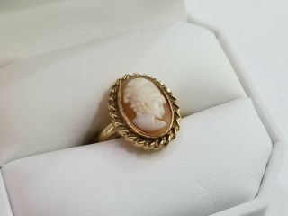 Antique / Vintage Esemco 10k Yellow Gold & Cameo Ring Size 6.  5