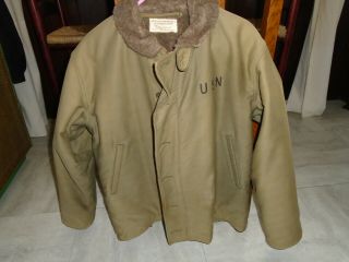 Vtg Ww2 Usn Deck Jacket Sz 42 N1 Stenciled 1940s Work Wear Us Navy Coat