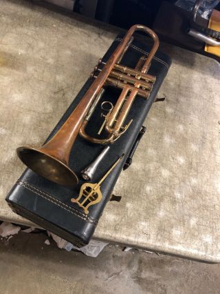 Vintage 1950s Cmc Custom Model Trumpet - W/ Case & 3 Mouthpiece Holton