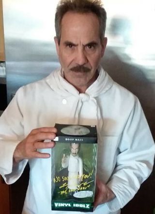Seinfeld Soup Nazi Autographed Vinyl Idol Figure In Yellow With Photo