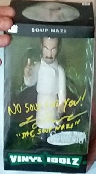 Seinfeld Soup Nazi Autographed Vinyl Idol figure in Yellow with photo 2