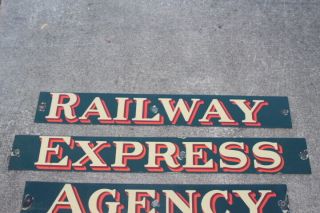 Rare Vintage 1930 ' s Railway Express Agency Railroad Gas Oil Metal Porcelain Sign 2