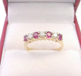 Natural Rubies And Diamonds.  60 Tcw Vintage Estate 14k Gold Band Ring