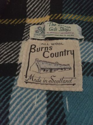 Vintage Burns Country Wool Blanket.  Plaid Multi Color