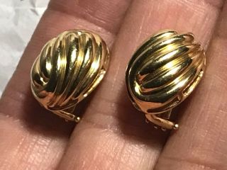 Estate Tiffany & Co 750 18k Solid Gold Swirl Omega Back Post Earrings 10.  9 Grams