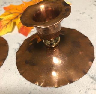 AVON COPPERSMITH Pair (2) Candle Holders Hammered Solid Copper 2