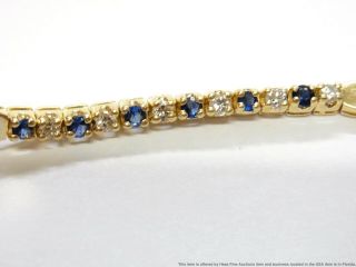 Fine Blue Natural Sapphire White Diamond 14k Gold Bracelet Ladies Vintage 10gr 3