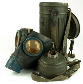 Wwii Gasmask M38 Late War 1944 Rubber Gas Mask German Can Wehrmacht Ww2