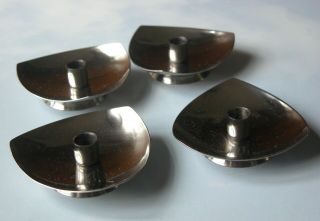 4 Mid - Century Modern Stelton Stainless Steel Candle Holders Made In Denmark