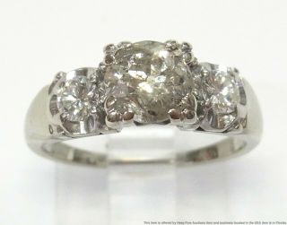 1.  15ct Salt Pepper Diamond Center 18k Ring 1.  50ctw White Gold Antique Engagement