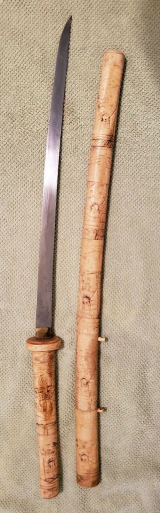 Old Vintage Japanese Carved Samurai Sword Dagger Knife Knives