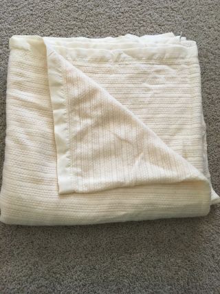 Vintage Acrylic Woven Cream - Colored Blanket,  Queen Sized,  84”x84”