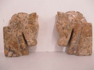2 Marble Trojan Horse Design Decorative Household Bookends 4 " Tall 3 " Width