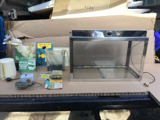 Vintage Pemco Aquarium Stainless Steel Fish Tank 15 Gallon Complete With Top