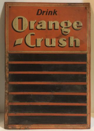 Rare Vintage 1930 ' s Orange Crush Soda Metal Menu Country Store Restaurant Sign 2