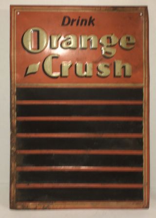 Rare Vintage 1930 ' s Orange Crush Soda Metal Menu Country Store Restaurant Sign 3