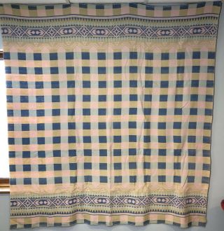 Vintage Camp Blanket Cotton Checkered Plaid Beacon 65x70” Western Indian