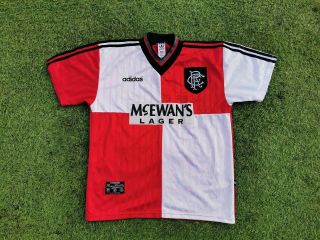 Glasgow Rangers 1995 1996 Away Adidas Vintage Football Shirt - Large