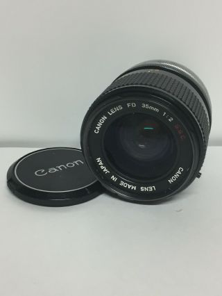 Canon Lens Fd 35mm 1:2 S.  S.  C Vtg Wide Angle Prime Lens With Caps