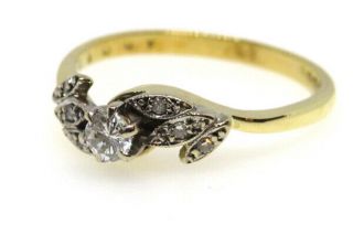 18ct Yellow Gold Vintage Art Deco Diamond Solitaire Ring Size P Vintage